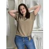 Tunika s přívěskem krátký rukáv dámská nadrozměr (L/XL/2XL ONE SIZE) ITALSKÁ MÓDA IMD23316/DUR (Velikost L/XL/2XL, Barva béžová)