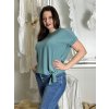 Tunika s přívěskem krátký rukáv dámská nadrozměr (L/XL/2XL ONE SIZE) ITALSKÁ MÓDA IMD23316/DUR (Velikost L/XL/2XL, Barva béžová)