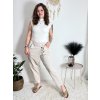 Kalhoty s knoflíkem dámské (S/M/L ONE SIZE) ITALSKÁ MÓDA IM425100/DU (Velikost S/M/L, Barva béžová)