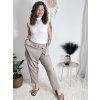 Kalhoty s knoflíkem dámské (S/M/L ONE SIZE) ITALSKÁ MÓDA IM425100/DU (Velikost S/M/L, Barva béžová)