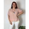Tunika elegantní s přívěskem krátký rukáv dámská nadrozměr (46/48/50 ONE SIZE) ITALSKÁ MÓDA IMSM25MILANO/DU (Velikost 48/50, Barva béžová)