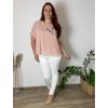 Tunika elegantní s přívěskem krátký rukáv dámská nadrozměr (46/48/50 ONE SIZE) ITALSKÁ MÓDA IMSM25MILANO/DU (Velikost 48/50, Barva béžová)