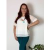 Tunika elegantní s přívěskem krátký rukáv dámská nadrozměr (46/48/50 ONE SIZE) ITALSKÁ MÓDA IMSM25MILANO/DU (Velikost 48/50, Barva béžová)