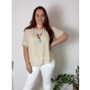 Tunika elegantní s přívěskem krátký rukáv dámská nadrozměr (46/48/50 ONE SIZE) ITALSKÁ MÓDA IMSM25MILANO/DU (Velikost 48/50, Barva béžová)