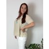 Tunika elegantní s přívěskem krátký rukáv dámská nadrozměr (46/48/50 ONE SIZE) ITALSKÁ MÓDA IMSM25MILANO/DU (Velikost 48/50, Barva béžová)
