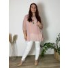 Tunika elegantní s přívěskem krátký rukáv dámská nadrozměr ENNA (54/56/58 ONE SIZE) ITALSKÁ MÓDA IMSM25ENNA/DU (Velikost 54/56/58, Barva béžová)