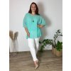 Tunika elegantní s přívěskem krátký rukáv dámská nadrozměr ENNA (54/56/58 ONE SIZE) ITALSKÁ MÓDA IMSM25ENNA/DU (Velikost 54/56/58, Barva béžová)