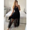 Šaty tilové elegantní bez rukávů dámské Zoe (S/M ONE SIZE) ITALSKÁ MÓDA IMM22Q52235A/UL (Velikost S/M/L, Barva Černá)