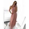 Šaty dlouhé elegantní společenské bez rukávu dámské Ariel (S/M ONE SIZE) ITALSKÁ MÓDA IMPSH223623/DUR (Velikost S/M/L, Barva vínová)