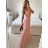 Šaty dlouhé elegantní společenské bez rukávu dámské Ariel (S/M ONE SIZE) ITALSKÁ MÓDA IMPSH223623/DUR (Velikost S/M/L, Barva vínová)