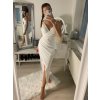 Šaty elegantní společenské dlouhé na ramínka dámské Melania (XS/S/M/L ONE SIZE) ITALSKÁ MÓDA IM322130/DR (Velikost S/M/L, Barva bílá)