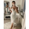 Šaty elegantní společenské dlouhé na ramínka dámské Melania (XS/S/M/L ONE SIZE) ITALSKÁ MÓDA IM322130/DR (Velikost S/M/L, Barva bílá)