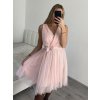 Šaty společenské elegantní krátké bez rukávů tilové dámské NIkol (S/M ONE SIZE) ITALSKá MóDA IMM22305/DR (Velikost S/M/L, Barva růžová starorůžová)