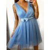 Šaty společenské elegantní krátké bez rukávů tilové dámské NIkol (S/M ONE SIZE) ITALSKá MóDA IMM22305/DR (Velikost S/M/L, Barva růžová starorůžová)