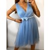 Šaty společenské elegantní krátké bez rukávů tilové dámské NIkol (S/M ONE SIZE) ITALSKá MóDA IMM22305/DR (Velikost S/M/L, Barva růžová starorůžová)