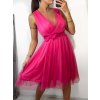 Šaty společenské elegantní krátké bez rukávů tilové dámské NIkol (S/M ONE SIZE) ITALSKá MóDA IMM22305/DR (Velikost S/M/L, Barva růžová starorůžová)