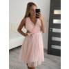 Šaty společenské elegantní krátké bez rukávů tilové dámské NIkol (S/M ONE SIZE) ITALSKá MóDA IMM22305/DR (Velikost S/M/L, Barva růžová starorůžová)