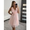 Šaty společenské elegantní krátké bez rukávů tilové dámské NIkol (S/M ONE SIZE) ITALSKá MóDA IMM22305/DR (Velikost S/M/L, Barva růžová starorůžová)