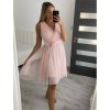 Šaty společenské elegantní krátké bez rukávů tilové dámské NIkol (S/M ONE SIZE) ITALSKá MóDA IMM22305/DR (Velikost S/M/L, Barva růžová starorůžová)