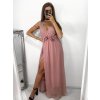 Šaty společenské plesové dlouhé bez rukávu dámské Alex (S/M ONE SIZE) ITALSKÁ MÓDA IMM23FL4454/DU (Velikost S/M/L, Barva růžová světlá)