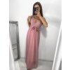 Šaty společenské plesové dlouhé bez rukávu dámské Alex (S/M ONE SIZE) ITALSKÁ MÓDA IMM23FL4454/DU (Velikost S/M/L, Barva růžová světlá)