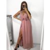 Šaty společenské plesové dlouhé bez rukávu dámské Alex (S/M ONE SIZE) ITALSKÁ MÓDA IMM23FL4454/DU (Velikost S/M/L, Barva růžová světlá)