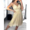 Šaty společenské elegantní letní na ramínka dámské Bianca (S/M ONE SIZE) ITALSKÁ MÓDA IMPSH222053A/DU (Velikost S/M/L, Barva béžová)