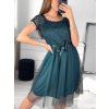 Šaty krajkové tylové společenské krátký rukáv dámské Beatrice (S/M ONE SIZE) ITALSKÁ MÓDA IMM23M9111/DU (Velikost S/M/L, Barva růžová starorůžová)