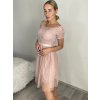 Šaty krajkové tylové společenské krátký rukáv dámské Beatrice (S/M ONE SIZE) ITALSKÁ MÓDA IMM23M9111/DU (Velikost S/M/L, Barva růžová starorůžová)