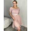 Šaty krajkové tylové společenské krátký rukáv dámské Beatrice (S/M ONE SIZE) ITALSKÁ MÓDA IMM23M9111/DU (Velikost S/M/L, Barva růžová starorůžová)