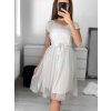 Šaty krajkové tylové společenské krátký rukáv dámské Beatrice (S/M ONE SIZE) ITALSKÁ MÓDA IMM23M9111/DU (Velikost S/M/L, Barva růžová starorůžová)