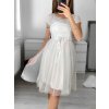 Šaty krajkové tylové společenské krátký rukáv dámské Beatrice (S/M ONE SIZE) ITALSKÁ MÓDA IMM23M9111/DU (Velikost S/M/L, Barva růžová starorůžová)