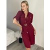Šaty košilové s páskem 3/4 dlouhý rukáv dámské MILANO (XS/S/M ONE SIZE) ITALSKÁ MÓDA IMD25102/DUR (Velikost S/M, Barva béžová)