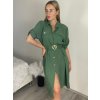Šaty košilové s páskem 3/4 dlouhý rukáv dámské MILANO (XS/S/M ONE SIZE) ITALSKÁ MÓDA IMD25102/DUR (Velikost S/M, Barva béžová)
