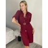 Šaty košilové s páskem 3/4 dlouhý rukáv dámské MILANO (XS/S/M ONE SIZE) ITALSKÁ MÓDA IMD25102/DUR (Velikost S/M, Barva béžová)