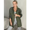 Bunda s kapucí dámské nadrozměr (40/42/44 ONE SIZE) ITALSKÁ MÓDA IM425BARI/DR (Velikost 40/42, Barva zelená khaki)