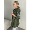 Bunda s kapucí dámské nadrozměr (40/42/44 ONE SIZE) ITALSKÁ MÓDA IM425BARI/DR (Velikost 40/42, Barva zelená khaki)