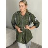 Bunda s kapucí dámské nadrozměr (40/42/44 ONE SIZE) ITALSKÁ MÓDA IM425BARI/DR (Velikost 40/42, Barva zelená khaki)