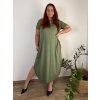 Šaty oversize letní krátký rukáv dámské nadrozměr MODENA (52/54/56 ONE SIZE) ITALSKÁ MÓDA IM425173/DU (Velikost 52/54, Barva modrá)