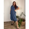 Šaty oversize letní krátký rukáv dámské nadrozměr MODENA (52/54/56 ONE SIZE) ITALSKÁ MÓDA IM425173/DU (Velikost 52/54, Barva modrá)