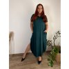 Šaty oversize letní krátký rukáv dámské nadrozměr MODENA (52/54/56 ONE SIZE) ITALSKÁ MÓDA IM425173/DU (Velikost 52/54, Barva modrá)