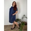 Šaty letní oversize krátký rukáv dámské nadrozměr ALEGRA (50/52/54 ONE SIZE) ITALSKá MóDA IM425ALEGRA/DU (Velikost 50/52, Barva světle modrá)