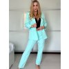 Souprava sako dlouhý rukáv a kalhoty dlouhé dámská (XS/S/M ONE SIZE) ITALSKÁ MÓDA IMWCA25319/DU (Velikost S/M, Barva zelená mintova)