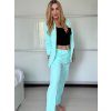 Souprava sako dlouhý rukáv a kalhoty dlouhé dámská (XS/S/M ONE SIZE) ITALSKÁ MÓDA IMWCA25319/DU (Velikost S/M, Barva zelená mintova)