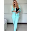 Souprava sako dlouhý rukáv a kalhoty dlouhé dámská (XS/S/M ONE SIZE) ITALSKÁ MÓDA IMWCA25319/DU (Velikost S/M, Barva zelená mintova)