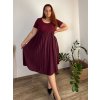 Šaty letní krátký rukáv dámské nadrozměr MARIA (48/50/52 ONE SIZE) ITALSKÁ MÓDA IM425253/DUR (Velikost 48/50/52, Barva béžová)