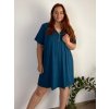 Tunika nebo šaty oversize se zipem krátký rukáv dámské nadrozměr PUGLIA (54/56/58 ONE SIZE) ITALSKÁ MÓDA IM424025/DU (Velikost 54/56/58, Barva tmavě petrolejová)