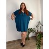 Tunika nebo šaty oversize se zipem krátký rukáv dámské nadrozměr PUGLIA (54/56/58 ONE SIZE) ITALSKÁ MÓDA IM424025/DU (Velikost 54/56/58, Barva tmavě petrolejová)