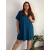 Tunika nebo šaty oversize se zipem krátký rukáv dámské nadrozměr PUGLIA (54/56/58 ONE SIZE) ITALSKÁ MÓDA IM424025/DU (Velikost 54/56/58, Barva tmavě petrolejová)