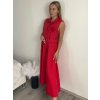 Šaty košilové letí krátký rukáv dámské FLOVER (S/M/L ONE SIZE) ITALSKÁ MÓDA IME25020/DU (Velikost S/M/L, Barva červená)